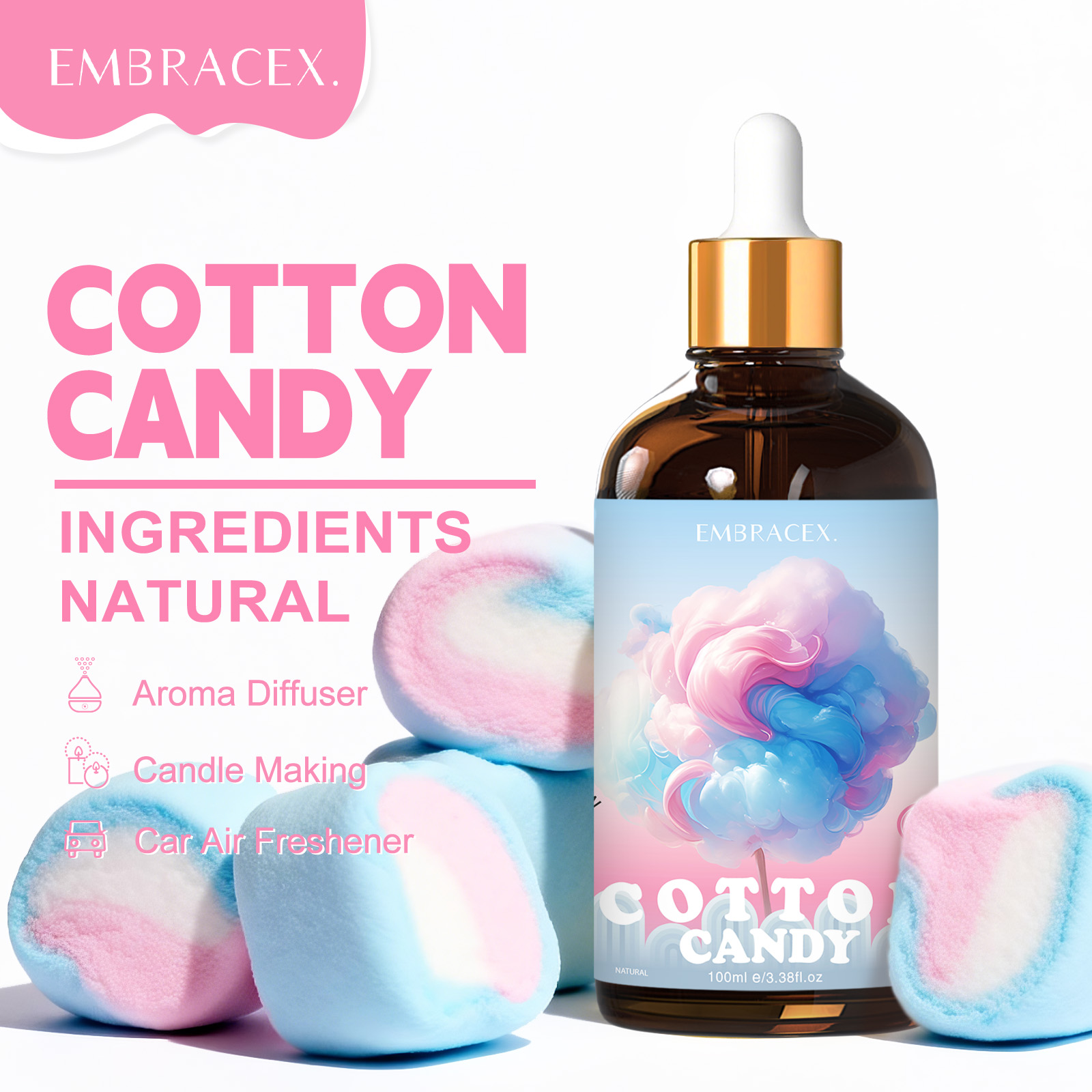 Aromatherapy Diffuser - 100ml Cotton Candy Essential Oil Massage