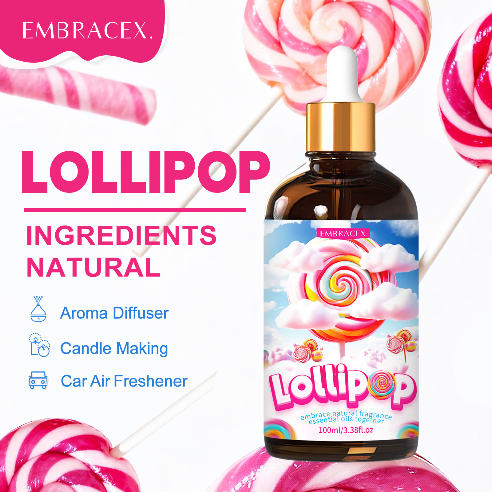 Aromatherapy Diffuser - 100ml Lollipop Essential Oil For Diffusers