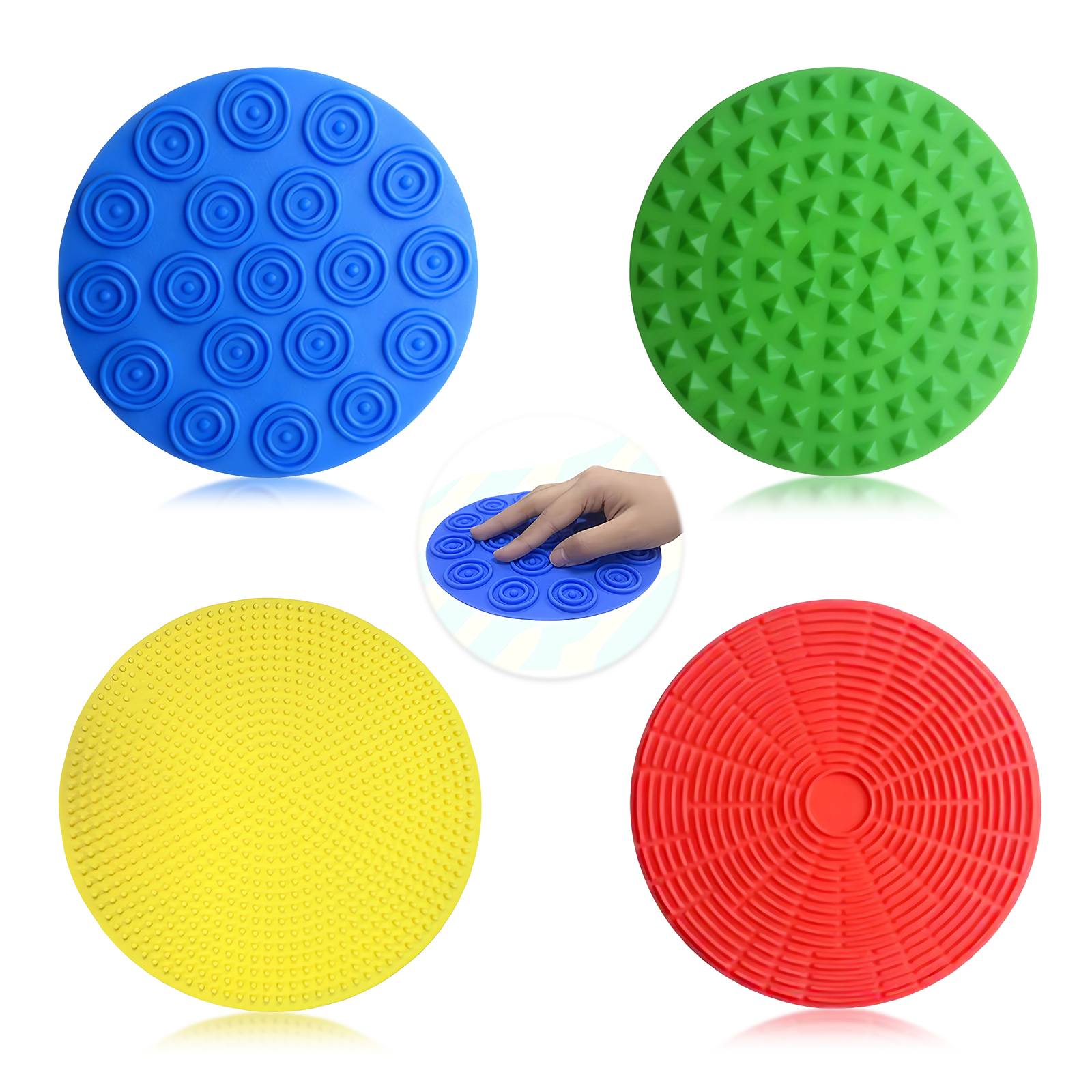 Acupressure Mat Set - Silicone Sensory Mat,Tactile Discs,Sensory Toys for
