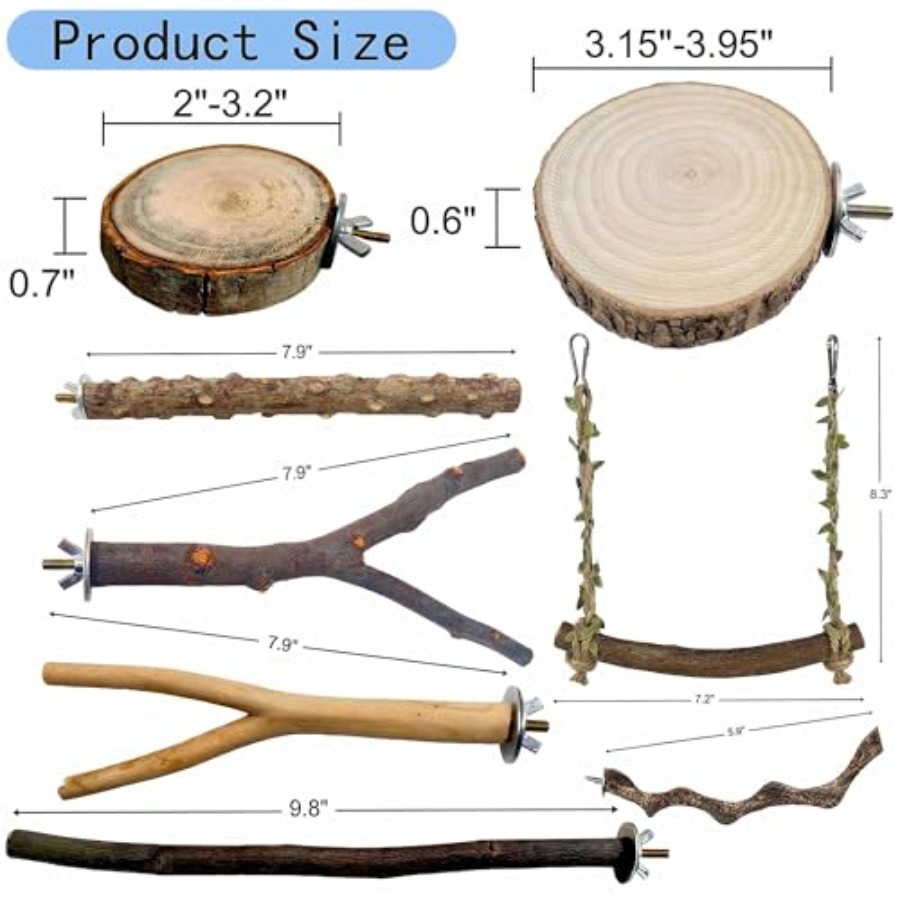 8PCS natural wood bird perches - Health & Wellness Rehab 리뷰 및 가격